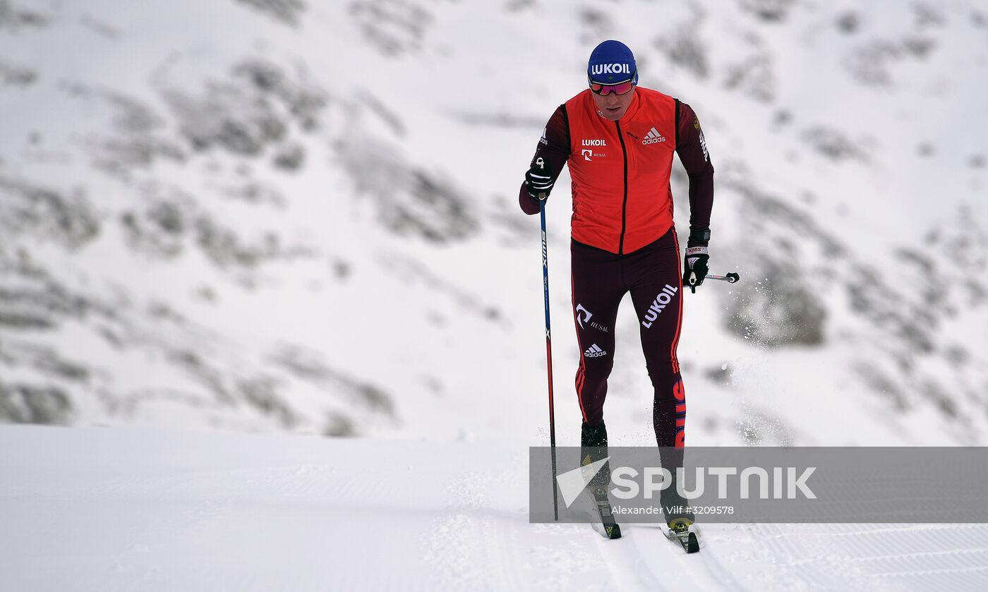 Cross-country skiing. Training session of Russia's national team