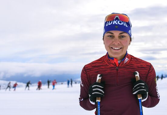Cross-country skiing. Training session of Russia's national team