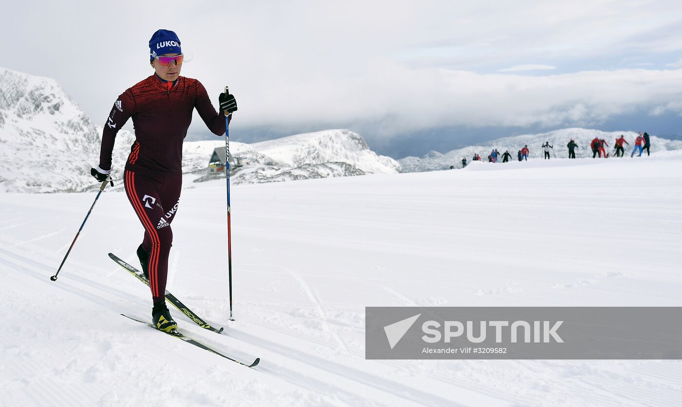 Cross-country skiing. Training session of Russia's national team