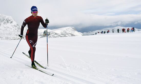 Cross-country skiing. Training session of Russia's national team