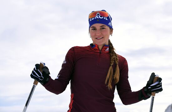 Cross-country skiing. Training session of Russia's national team