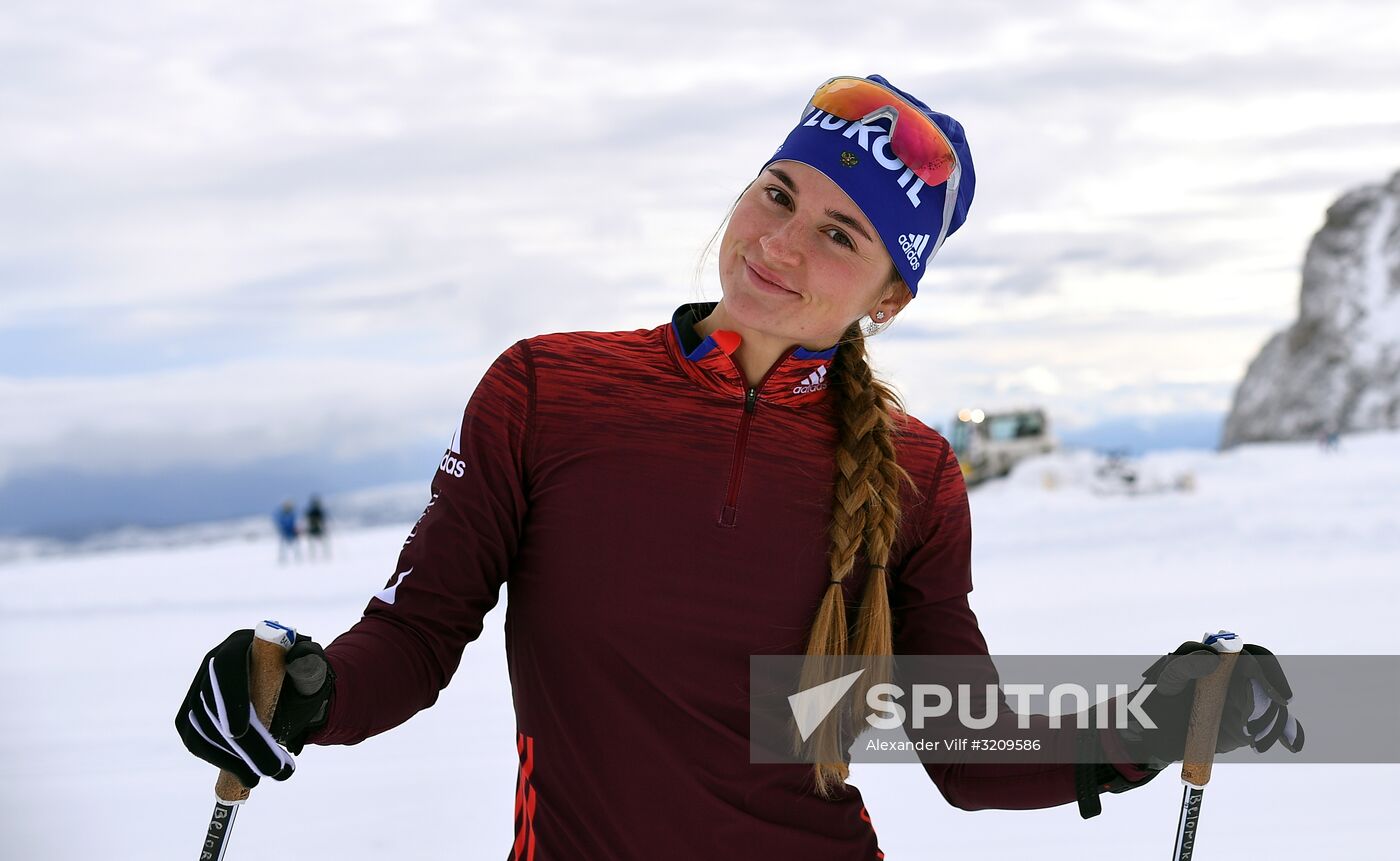 Cross-country skiing. Training session of Russia's national team