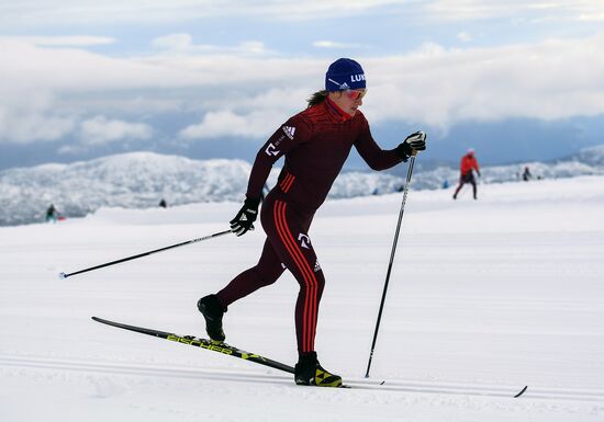 Cross-country skiing. Training session of Russia's national team