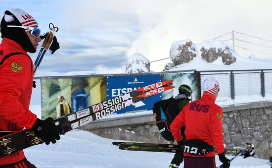 Cross-country skiing. Training session of Russia's national team