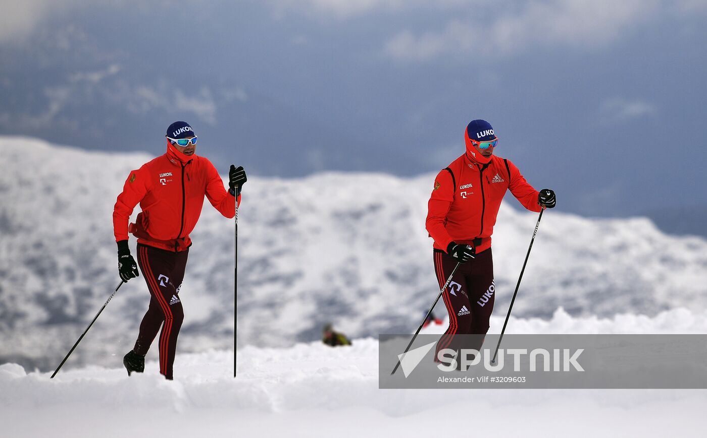 Cross-country skiing. Training session of Russia's national team