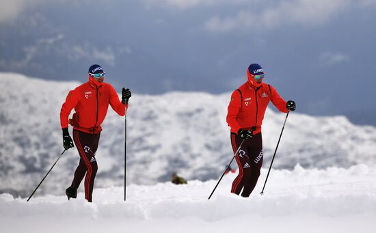 Cross-country skiing. Training session of Russia's national team