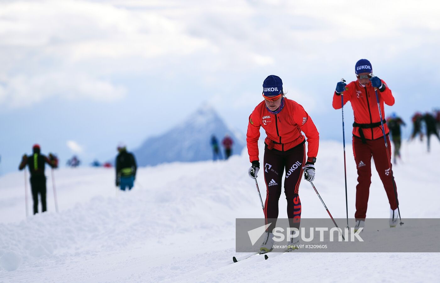 Cross-country skiing. Training session of Russia's national team