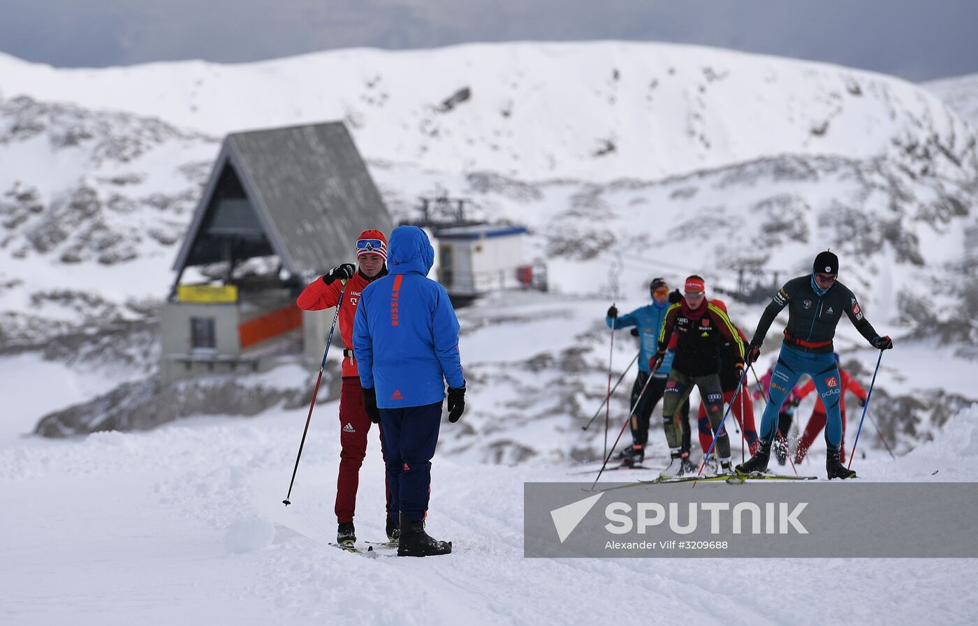Cross-country skiing. Training session of Russia's national team