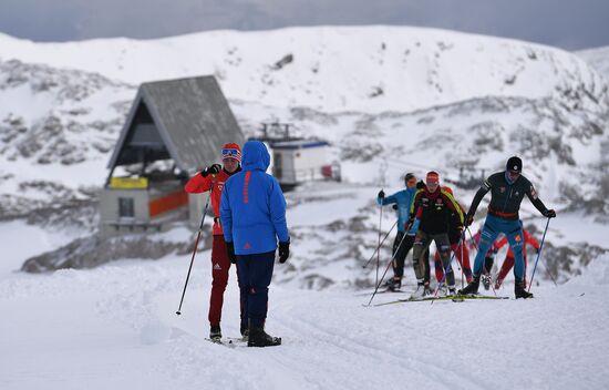 Cross-country skiing. Training session of Russia's national team