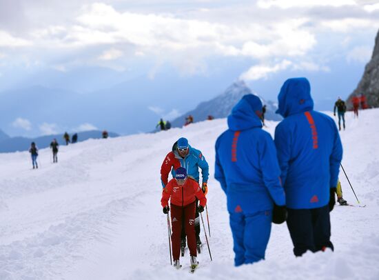 Cross-country skiing. Training session of Russia's national team