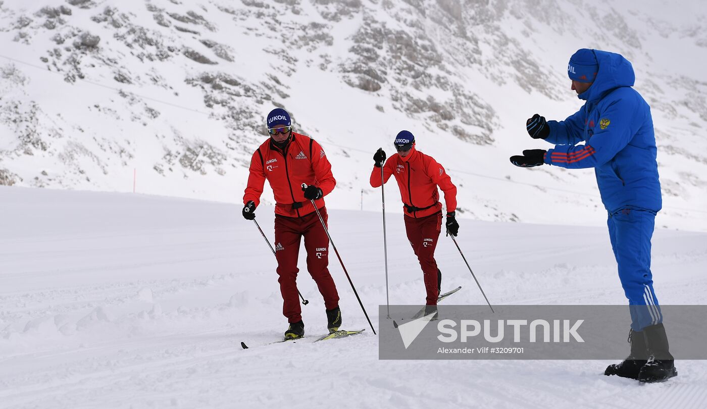 Cross-country skiing. Training session of Russia's national team