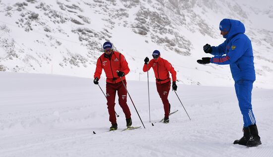 Cross-country skiing. Training session of Russia's national team