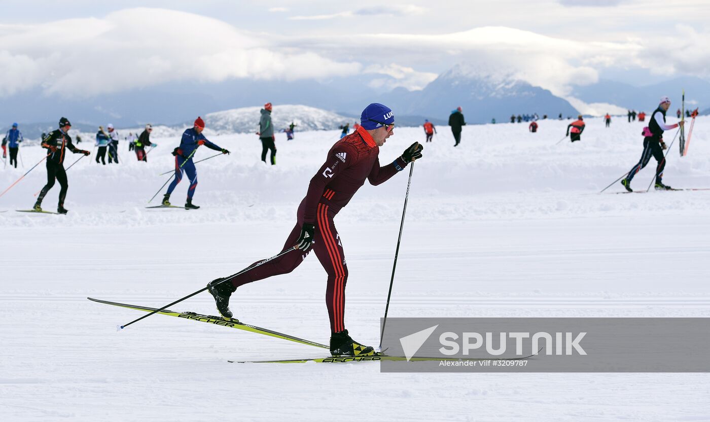 Skiing race. Training session of Russia's national team