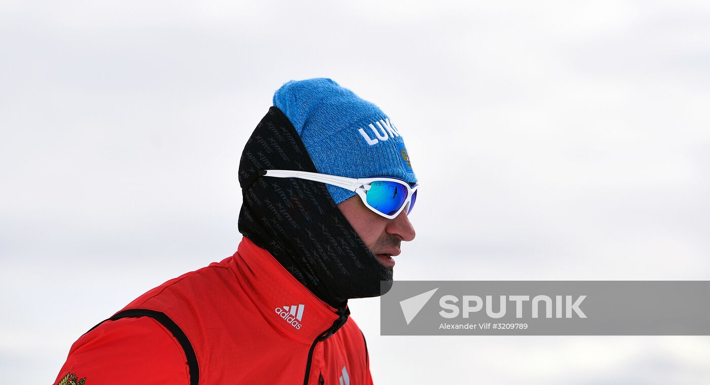 Skiing race. Training session of Russia's national team