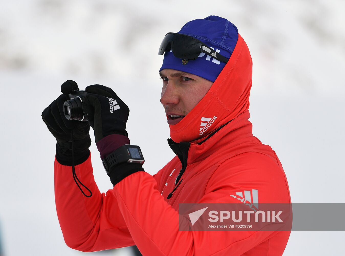 Skiing race. Training session of Russia's national team