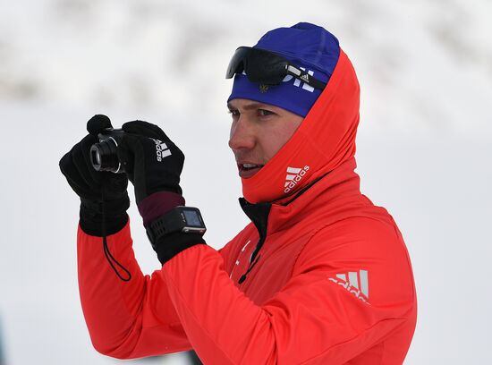 Skiing race. Training session of Russia's national team