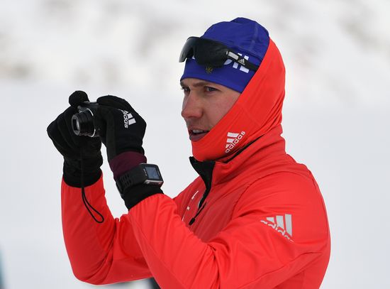 Skiing race. Training session of Russia's national team