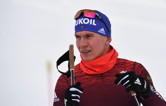 Skiing race. Training session of Russia's national team