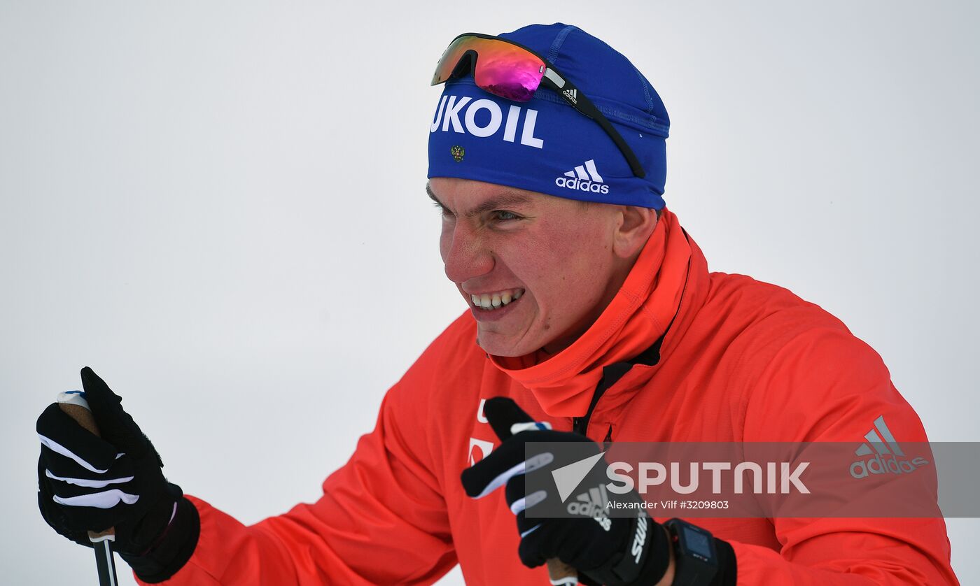 Skiing race. Training session of Russia's national team