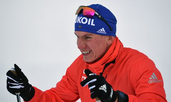 Skiing race. Training session of Russia's national team