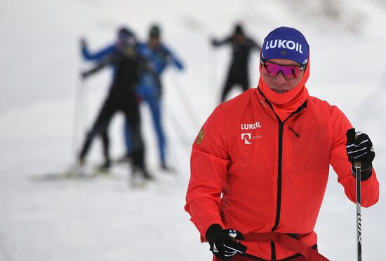 Cross-country skiing. Training session of Russia's national team