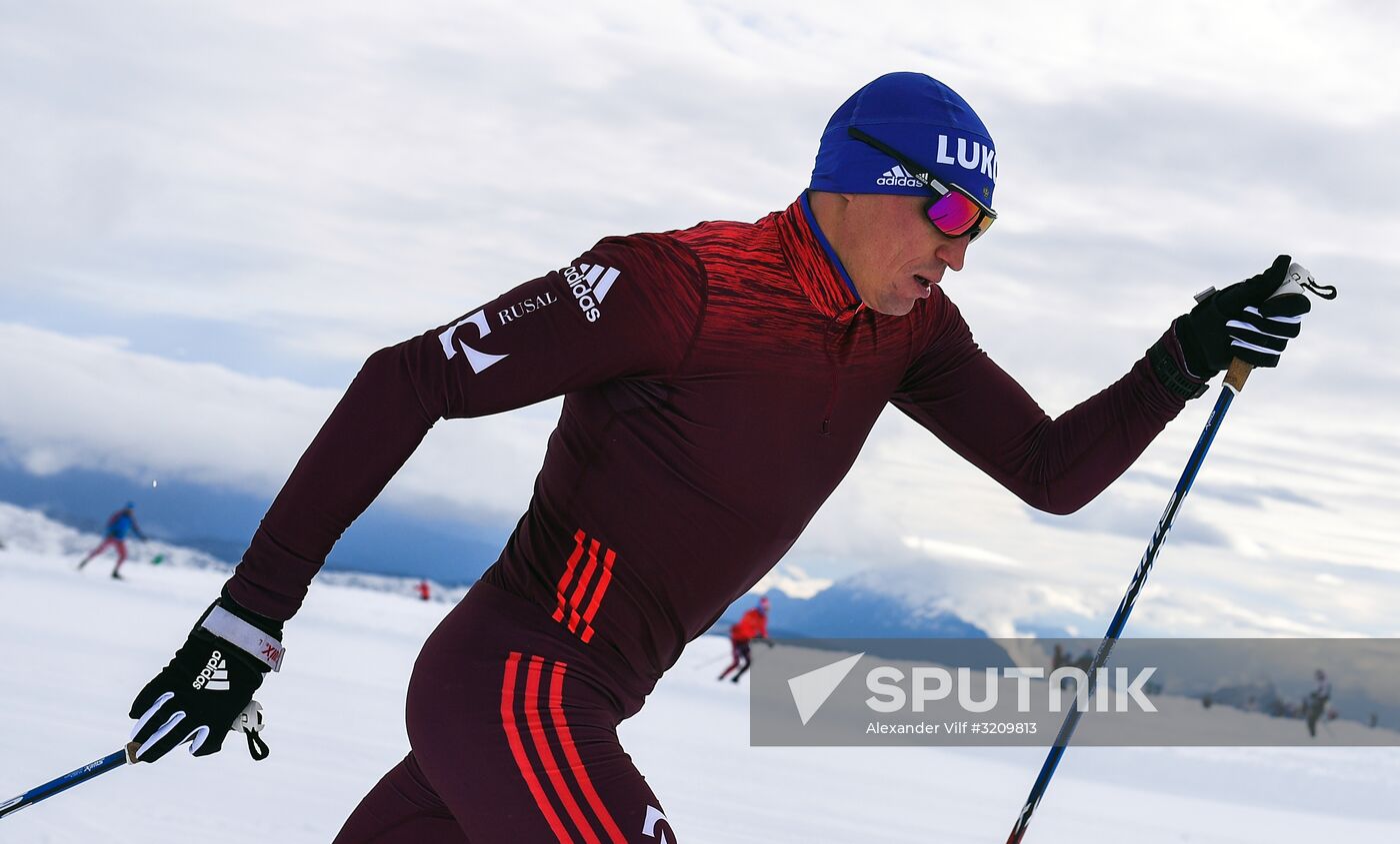 Cross-country skiing. Training session of Russia's national team