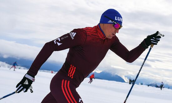 Cross-country skiing. Training session of Russia's national team