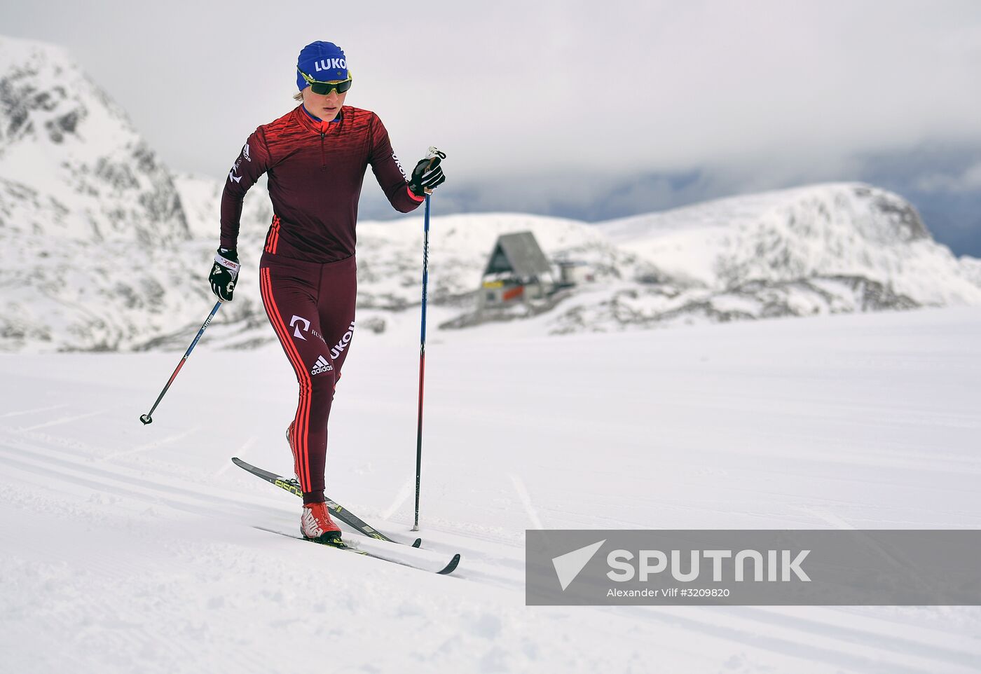 Skiing race. Training session of Russia's national team