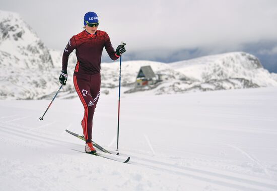 Skiing race. Training session of Russia's national team