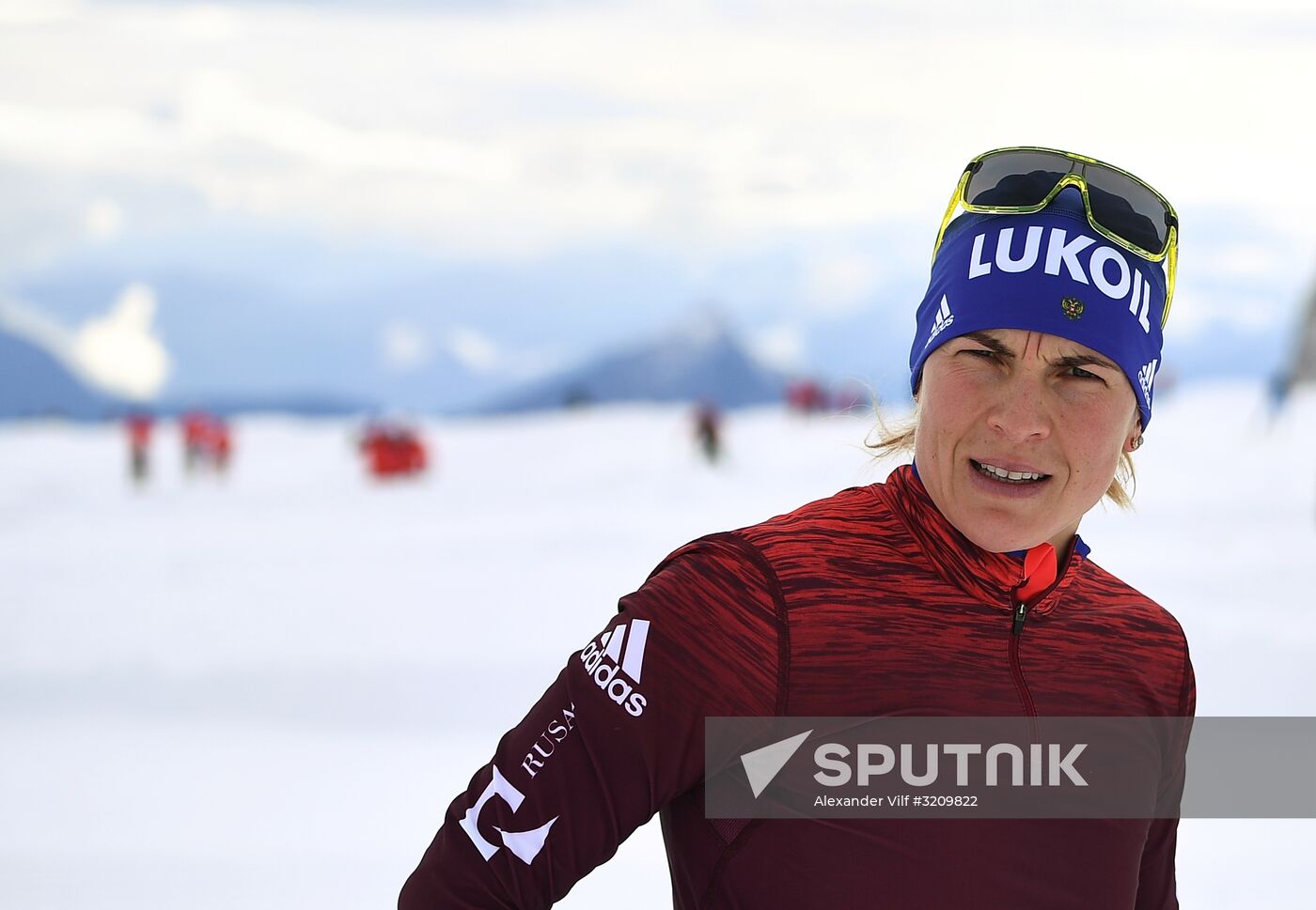 Skiing race. Training session of Russia's national team