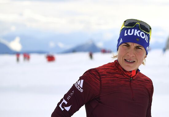 Skiing race. Training session of Russia's national team