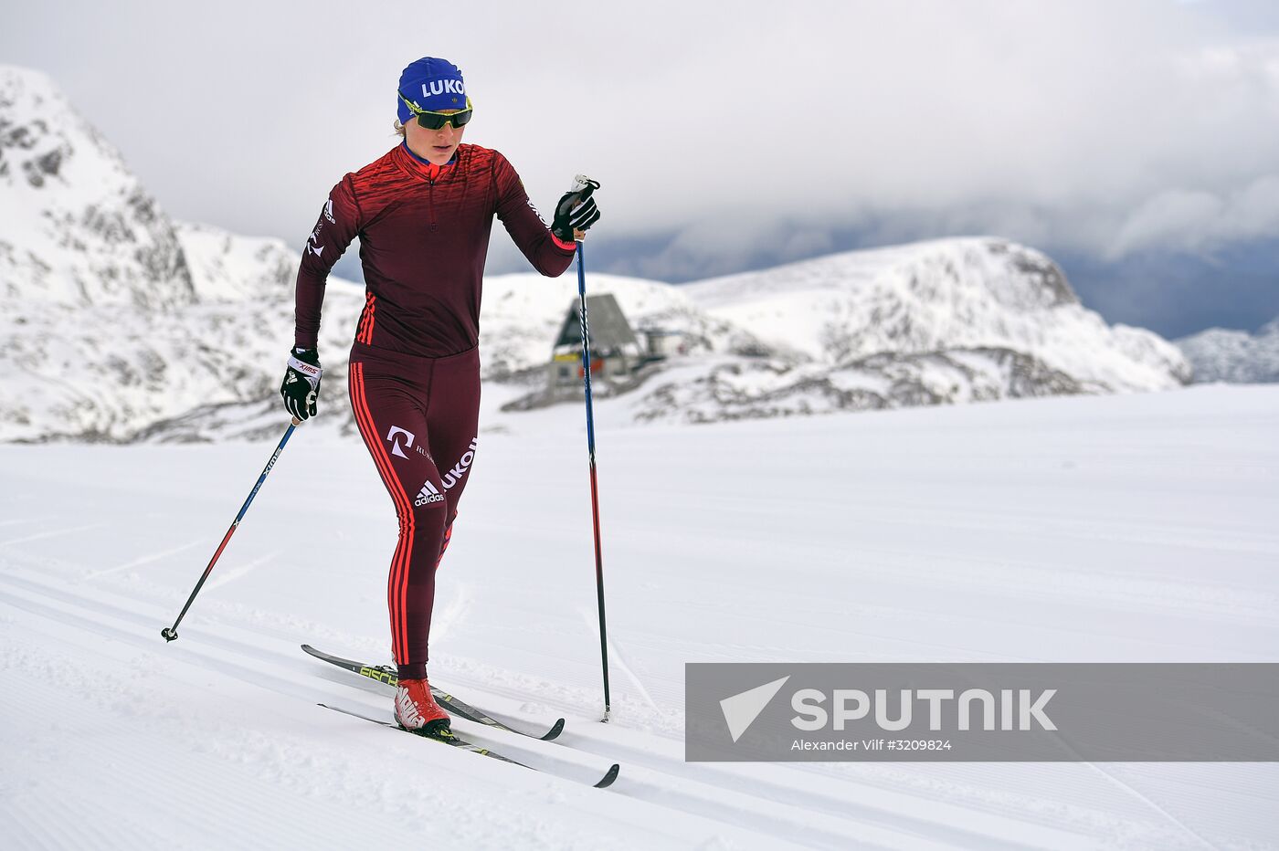 Skiing race. Training session of Russia's national team