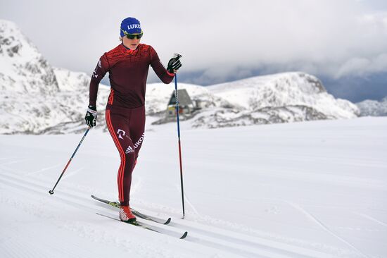 Skiing race. Training session of Russia's national team