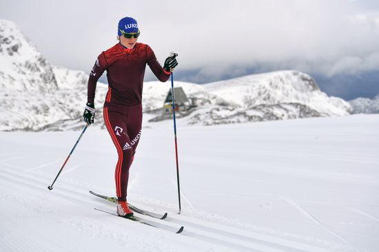 Skiing race. Training session of Russia's national team