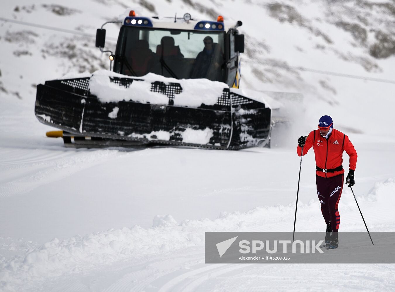 Skiing race. Training session of Russia's national team
