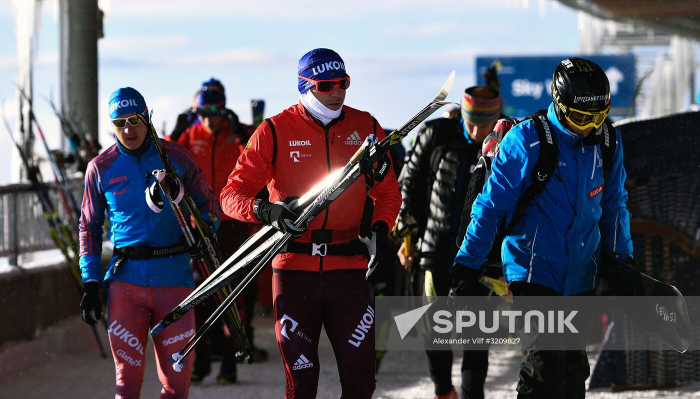 Skiing race. Training session of Russia's national team