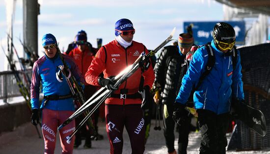 Skiing race. Training session of Russia's national team