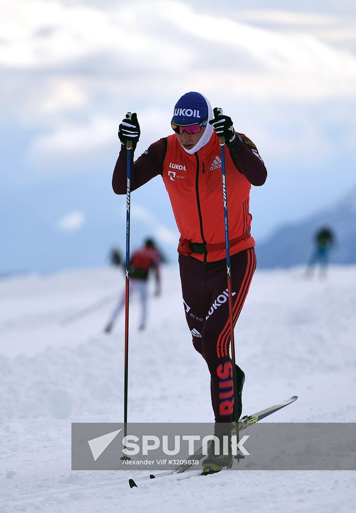 Skiing race. Training session of Russia's national team