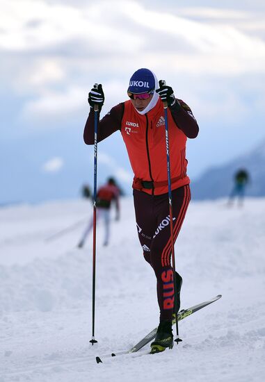 Skiing race. Training session of Russia's national team