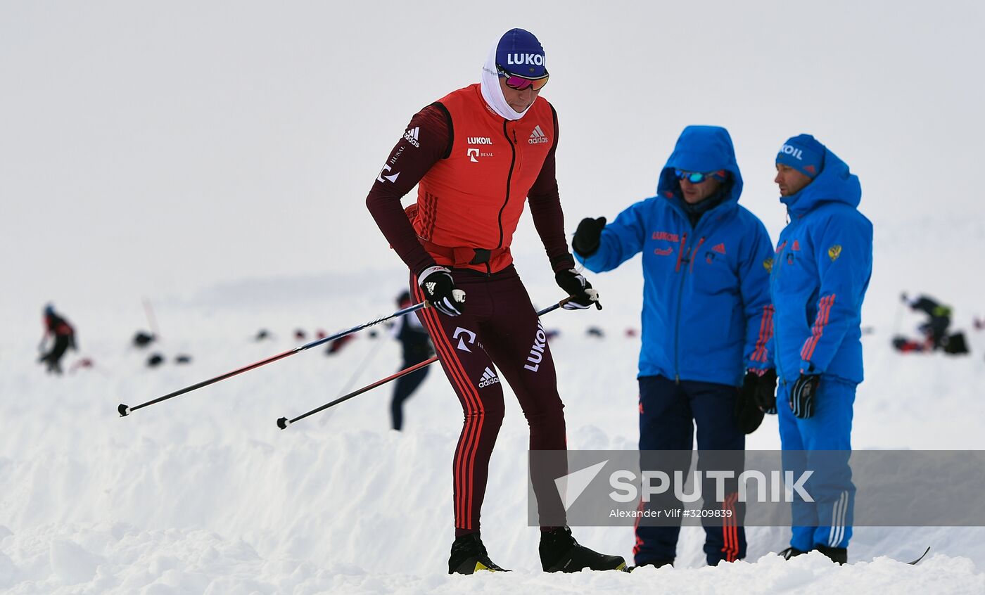 Skiing race. Training session of Russia's national team