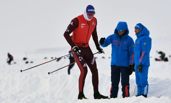 Skiing race. Training session of Russia's national team