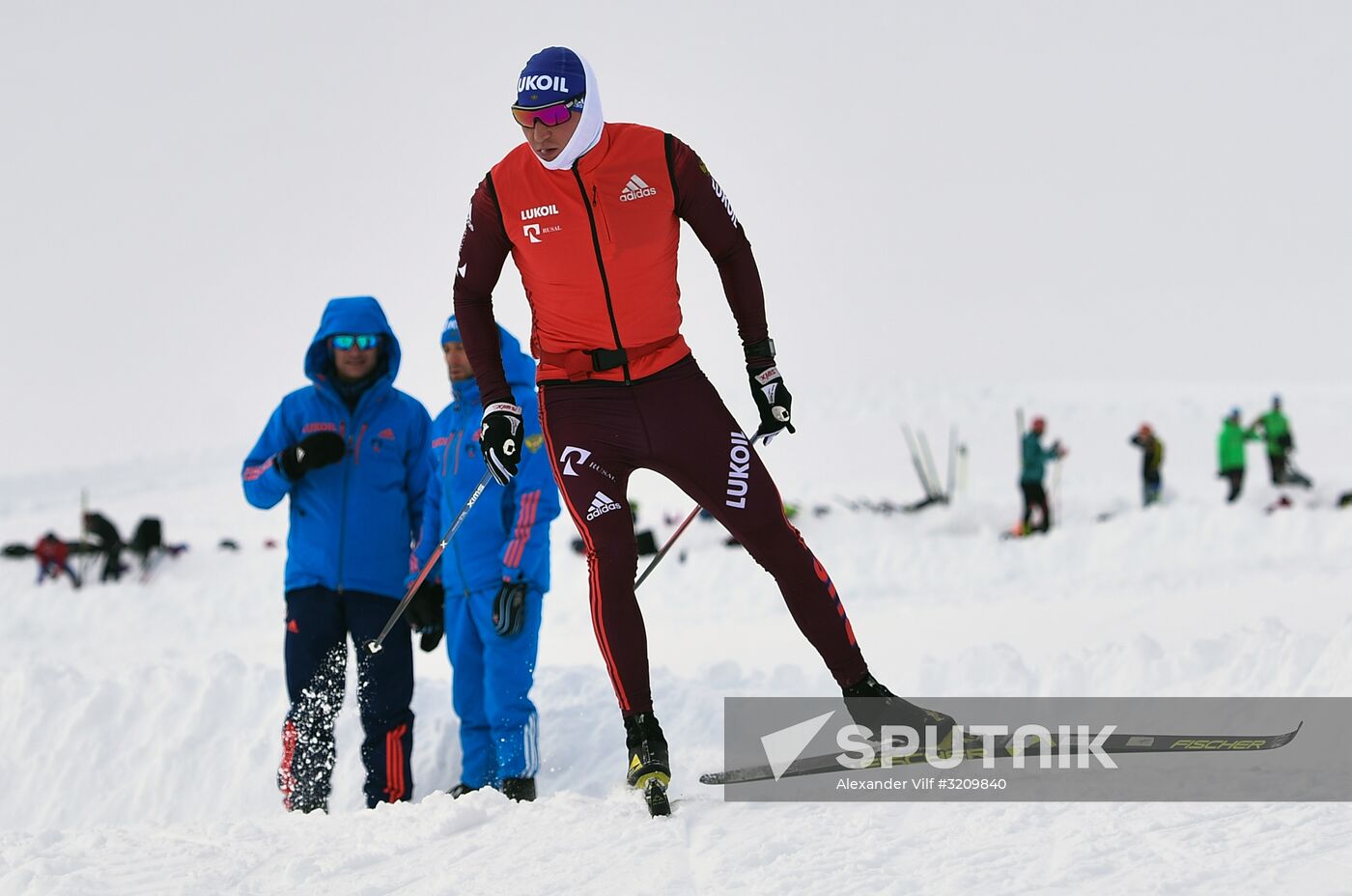 Skiing race. Training session of Russia's national team