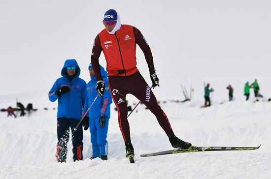 Skiing race. Training session of Russia's national team