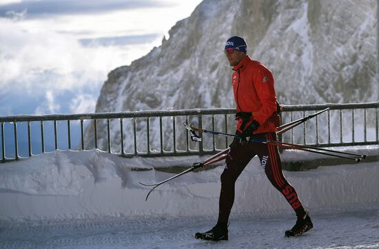 Skiing race. Training session of Russia's national team