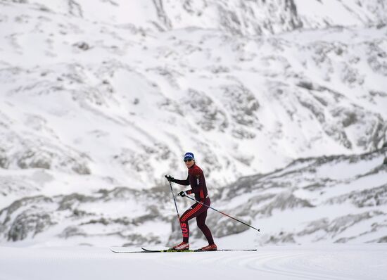 Skiing race. Training session of Russia's national team