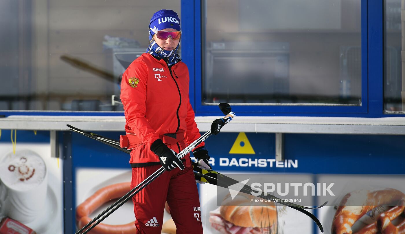 Skiing race. Training session of Russia's national team