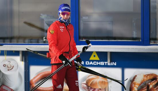 Skiing race. Training session of Russia's national team