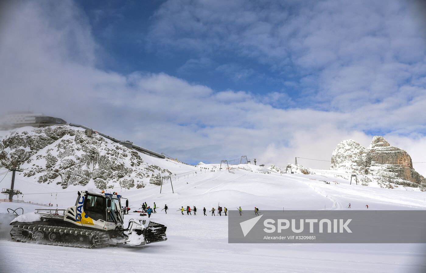 Skiing race. Training session of Russia's national team