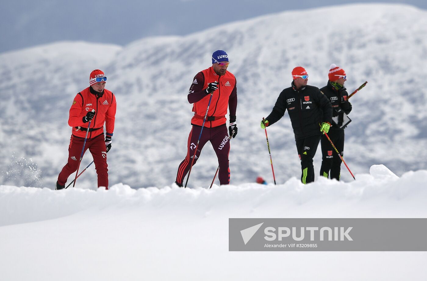 Skiing race. Training session of Russia's national team