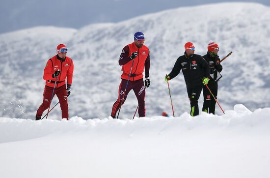 Skiing race. Training session of Russia's national team